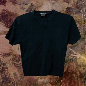 90s black ribbed neck crop top!